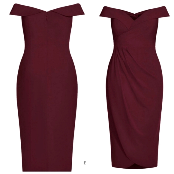 🐢 City Chic Dress Rippled Love Ox Blood Size S/16 NWT - Picture 3 of 11